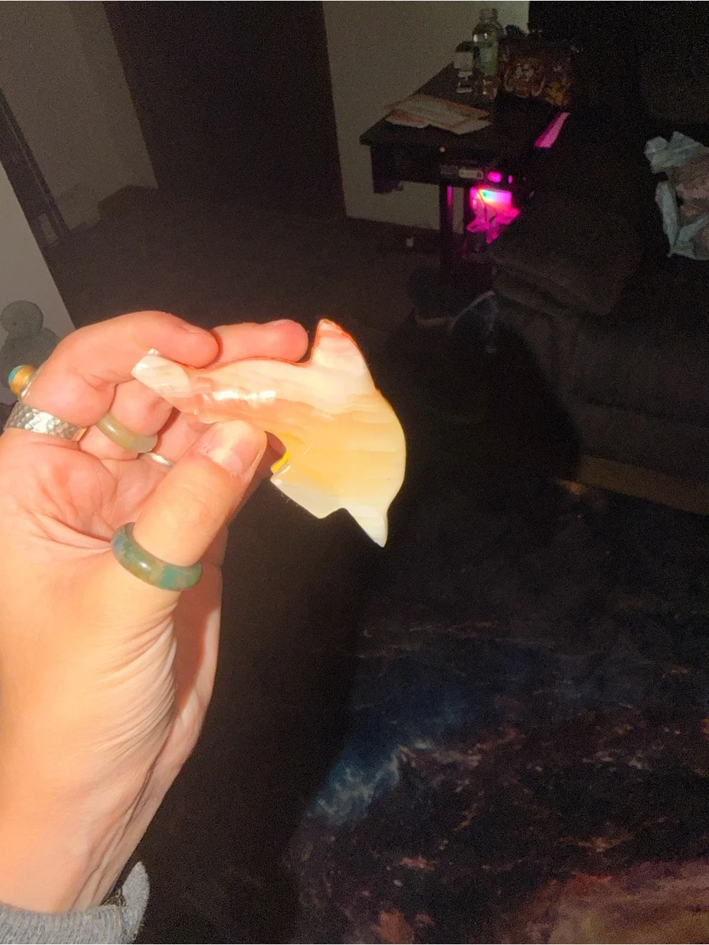 Handheld White and Pink Dolphin Figurine for Small Pets